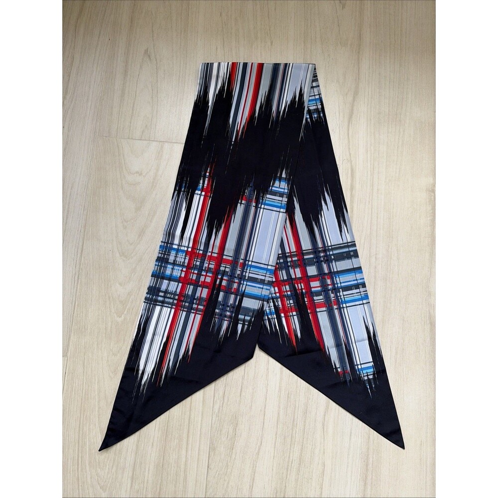 American Airlines Flight Attendant Lands End Blue Red White Plaid Scarf